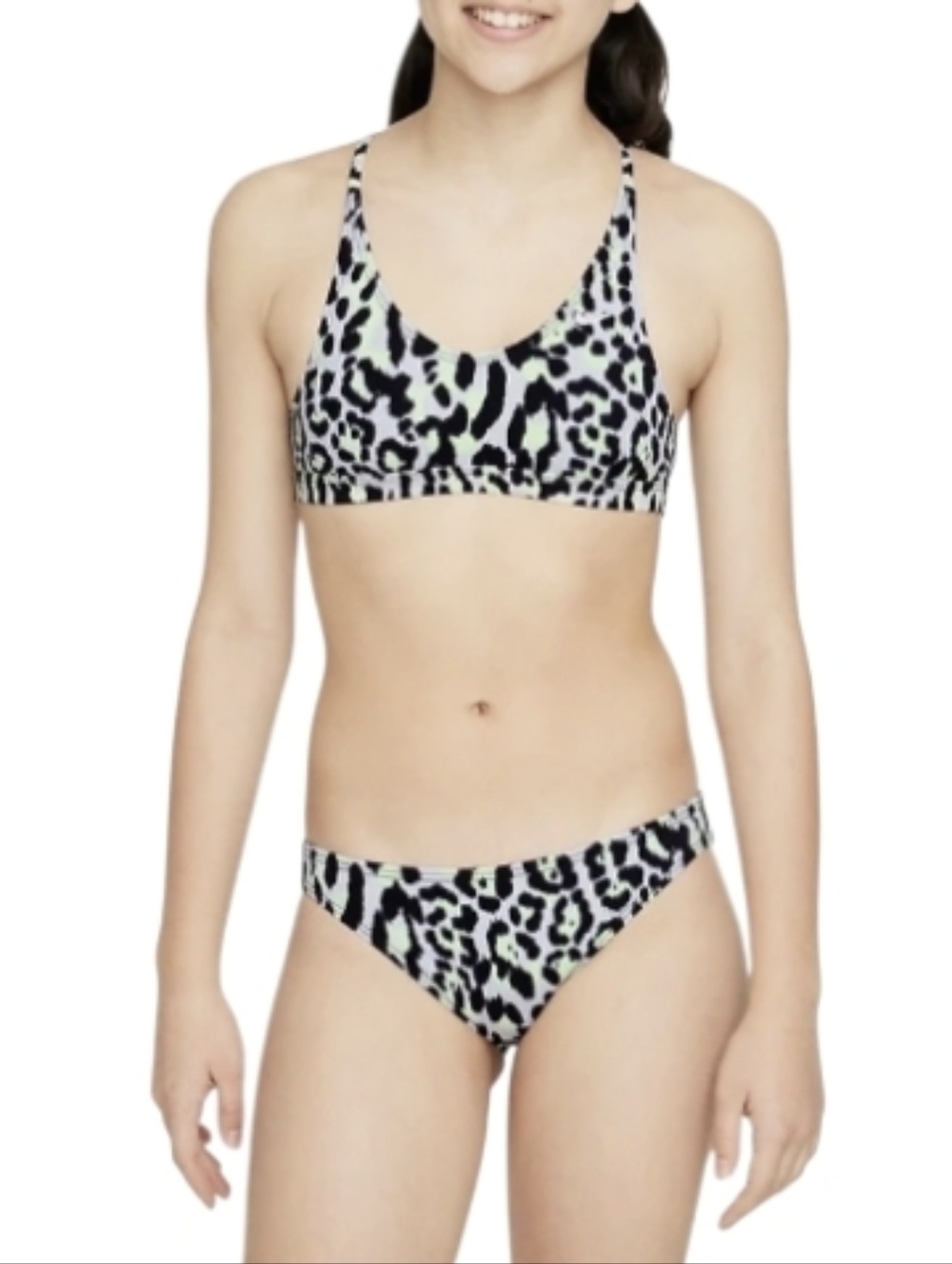 NWT- Nike Big Girls 2-Piece 'Barely Volt' Spiderback Bikini Set - Size Large